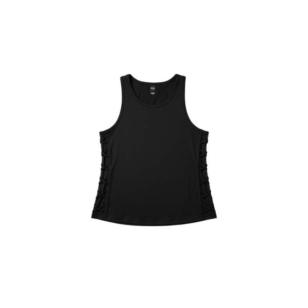 Victoria's Secret Sport Black Tank Top Sheer Side Lattice Detail Athletic Sporty